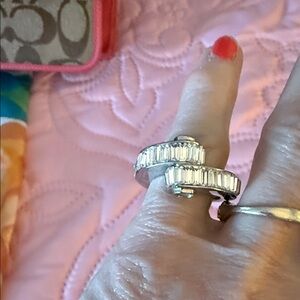 Silver Multi-Row Crystal Ring - Elegant Women's Statement Jewelry